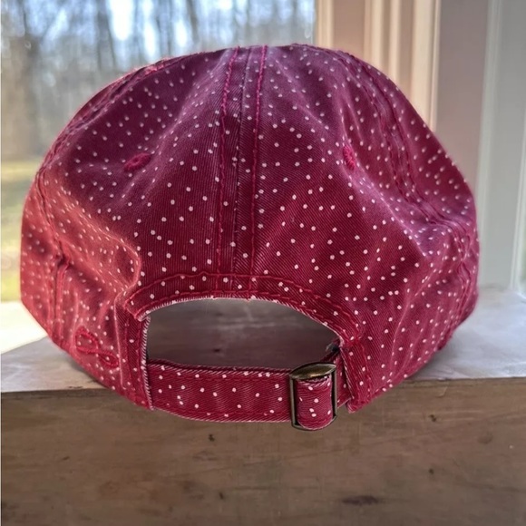 Womens Polka Dot Red Baseball Cap Adjustable Hat - Picture 3 of 5